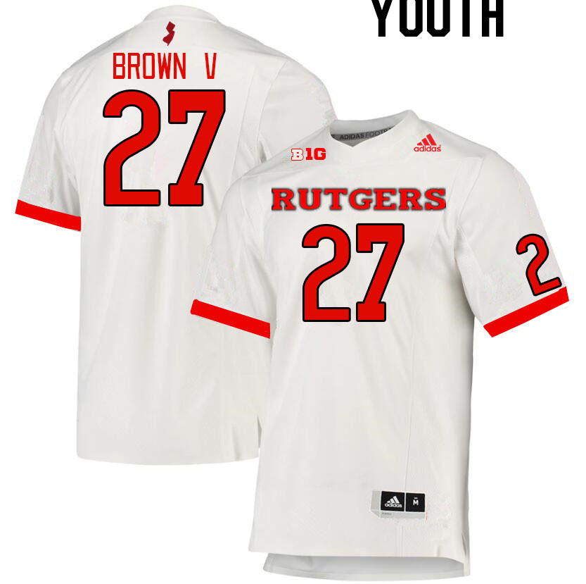Youth #27 Samuel Brown V Rutgers Scarlet Knights College Football Jerseys Stitched Sale-White